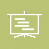 White icon of a Kanban board with cards on yellow-green background