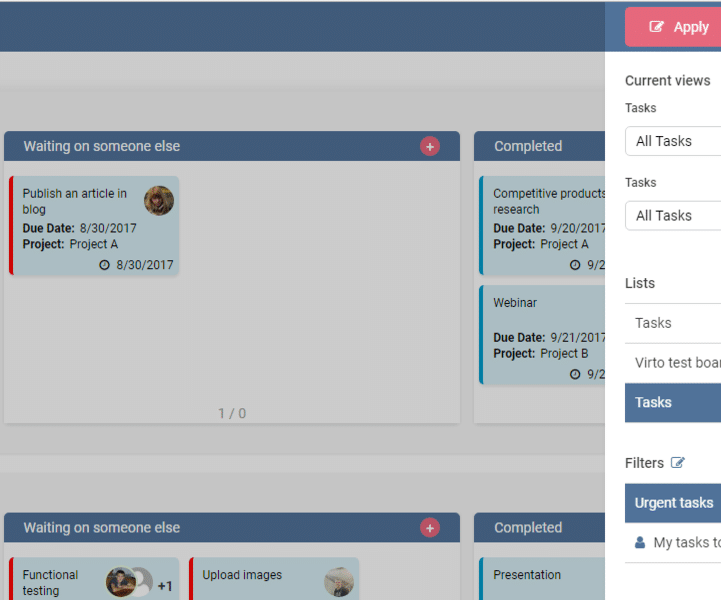 Virto Kanban Board App Update 11/2017