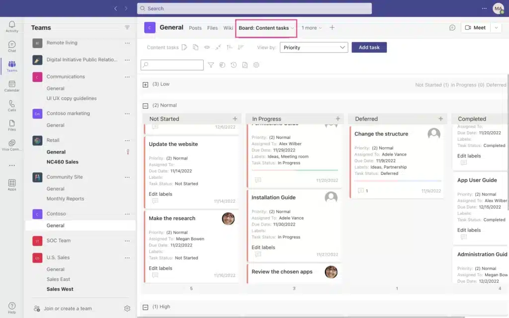Virto kanban board app for microsoft teams