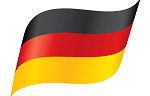 German flag with black, red, and gold horizontal stripes waving