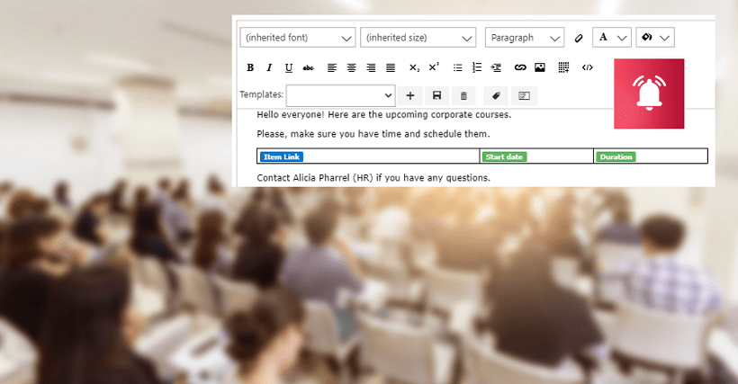 Virto Alerts App for Microsoft 365: Reminders for Corporate Training Courses