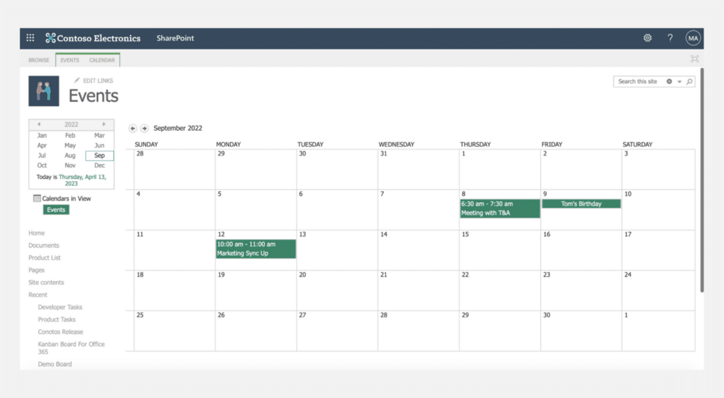 SharePoint Calendar