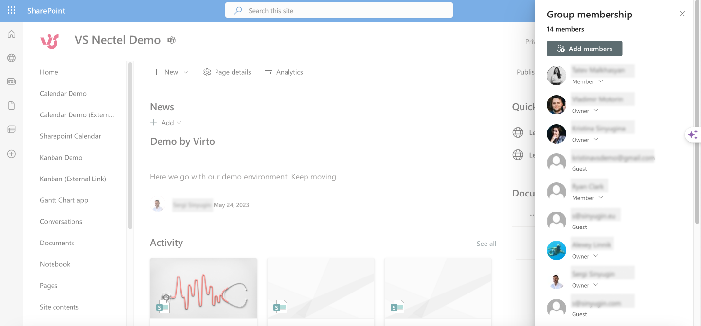 Adding members in SharePoint site.