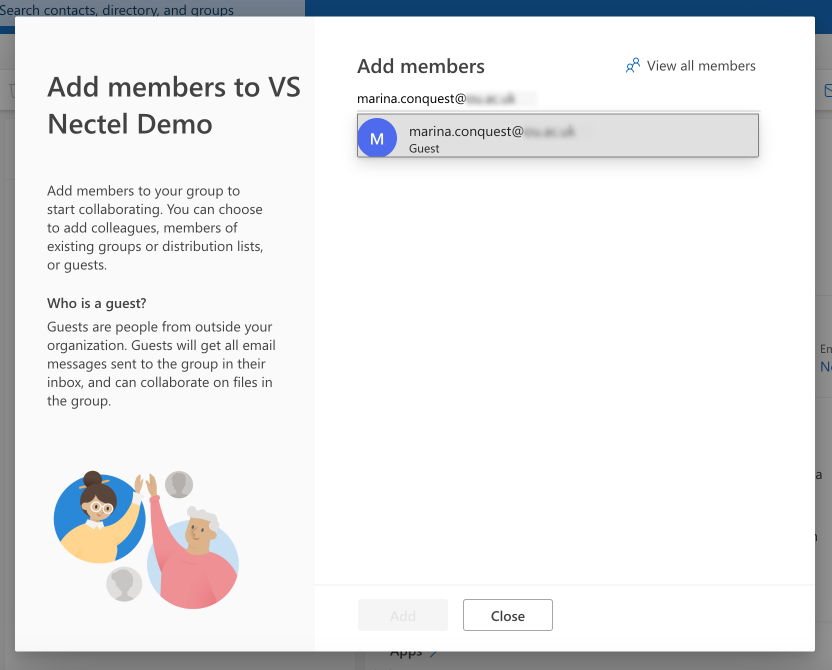 Inviting guest users by email.