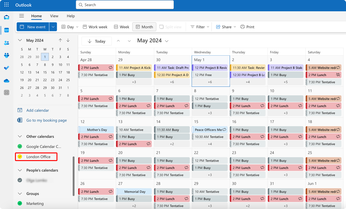 Your new room list in calendar view.