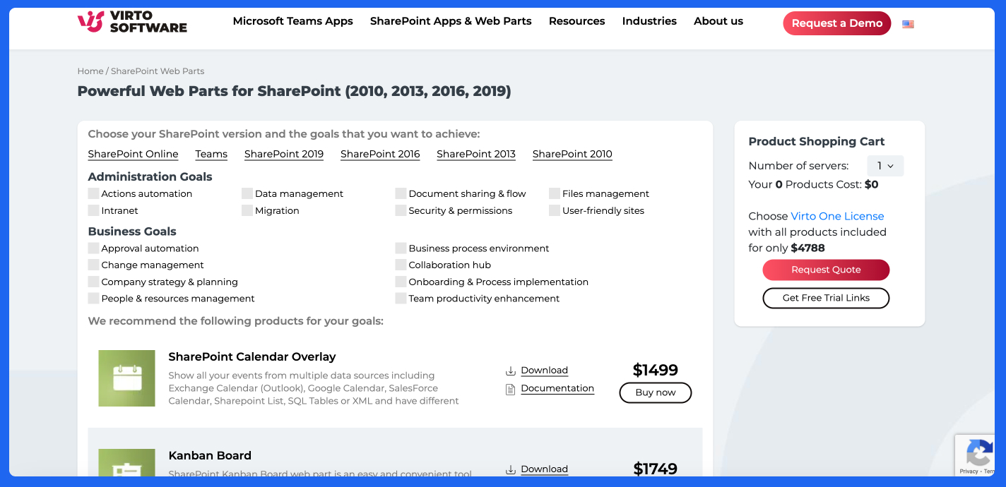 VirtoSoftware custom sharepoint web parts