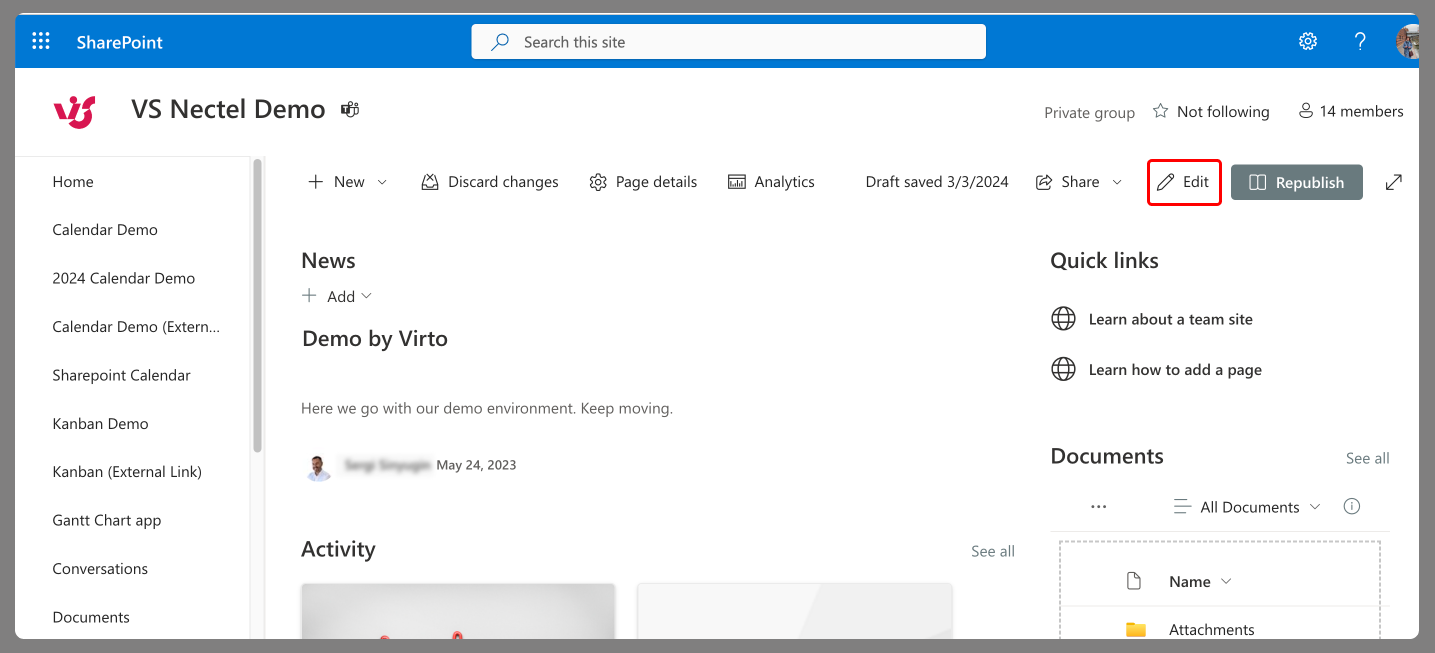 edit sharepoint site