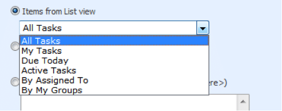 Choose data to upload in current list