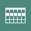 Calendar grid icon with white cells on teal background
