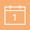 Calendar icon with number 1 on orange background