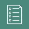 Checklist document icon with checkboxes and lines on teal background