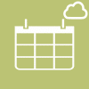 Calendar icon with cloud storage symbol on yellow background