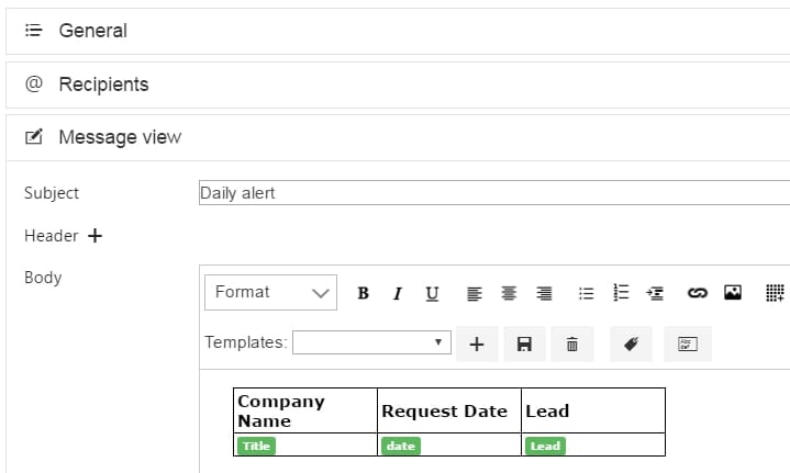 Insert link to lookup view form in any email alert