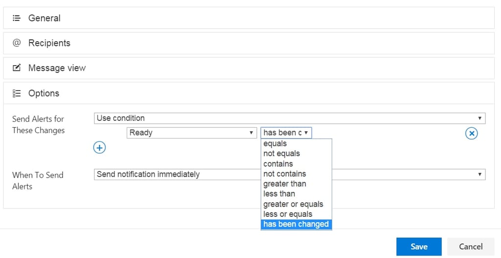 Receive email alert about any changes of a specific field
