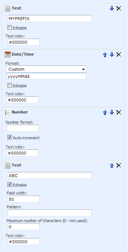 SharePoint field configuration panel showing text, date/time, number, and custom field settings