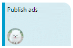 Loading indicator with "Publish ads" label in blue header