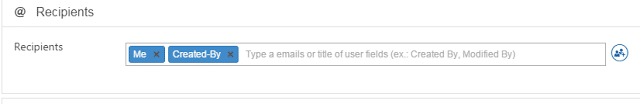 Recipients field with Me and Created-By filter buttons in a SharePoint interface