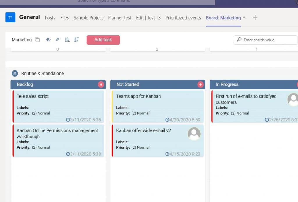 Kanban-Tafel in Microsoft Teams