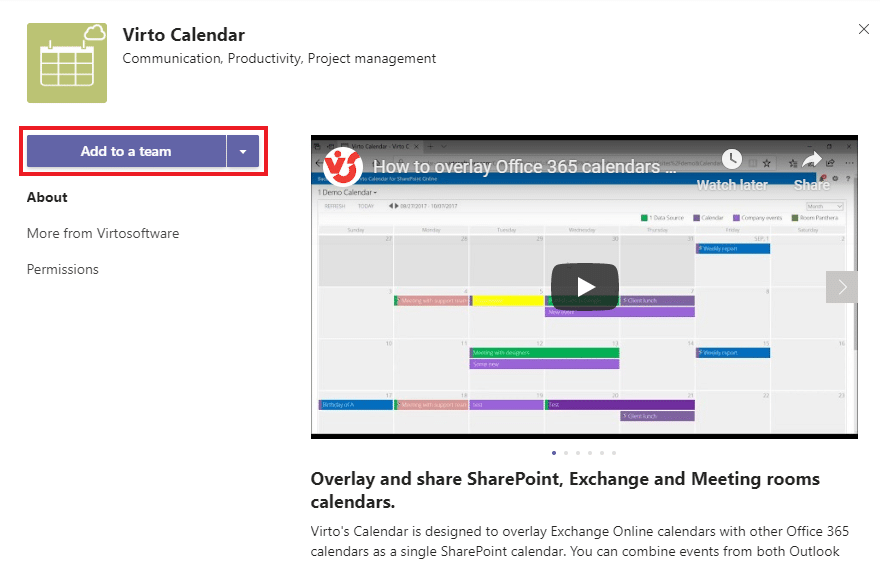 add calendar to team