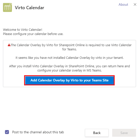 Virto Calendar in teams site