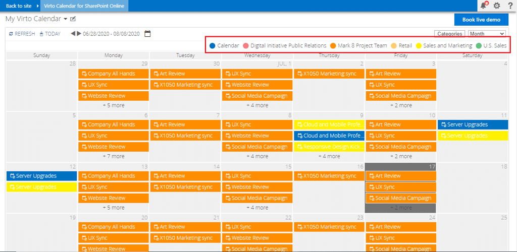 use your Virto Calendar for overlaying