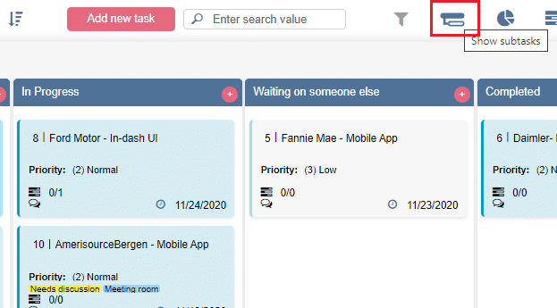 Virto Kanban-Unteraufgaben