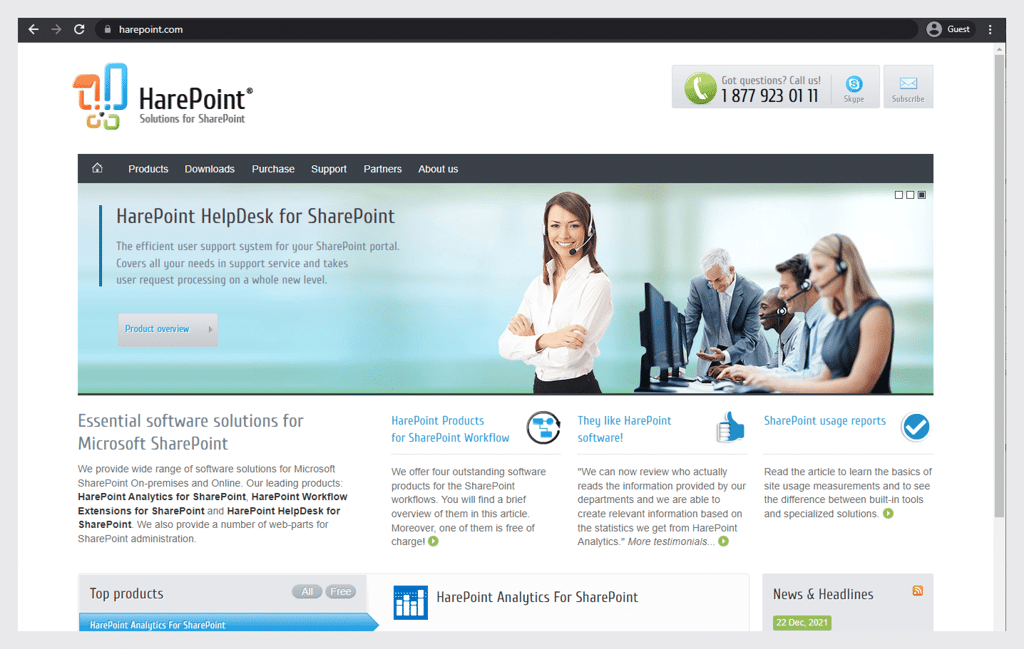 harepoint analytics landing page