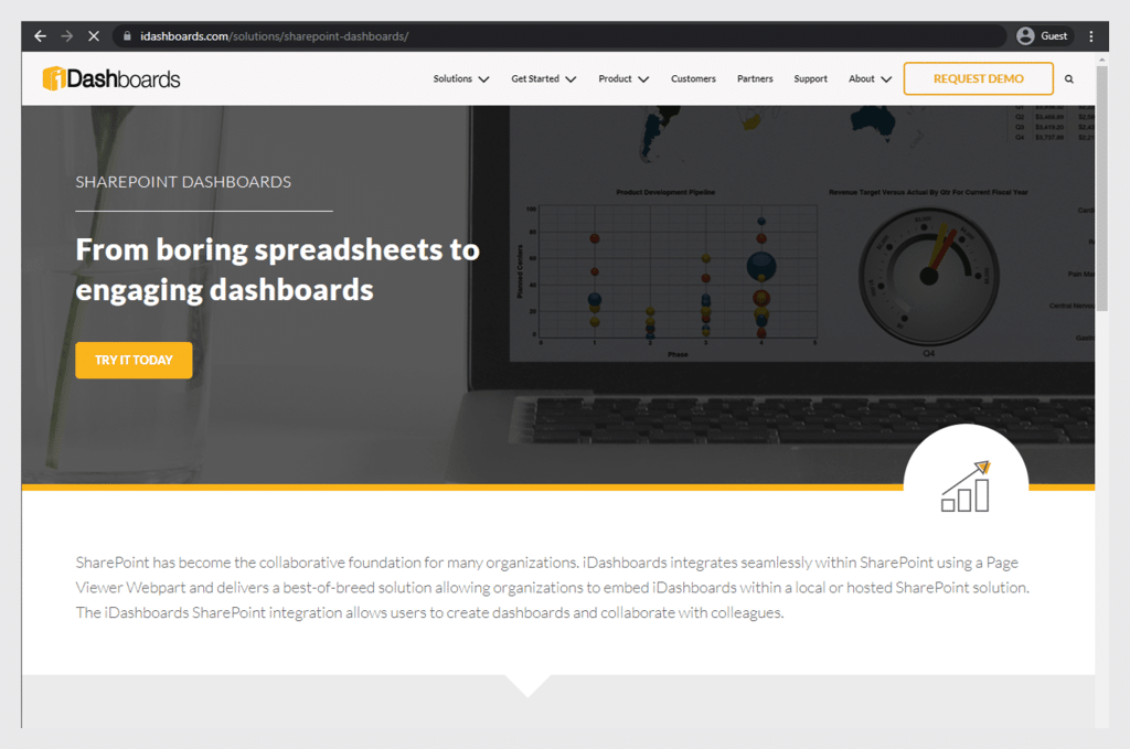 iDashboards landing page