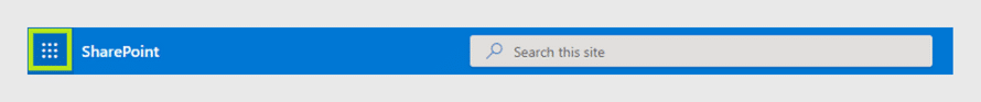 SharePoint search bar interface with site navigation header