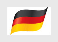 German flag with black, red, and yellow horizontal stripes waving