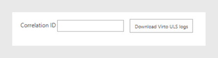 Input field for Correlation ID with Download Virto ULS logs button