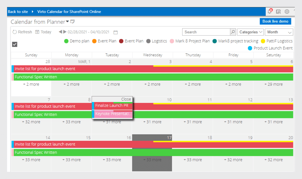 Display tasks from MS Planner