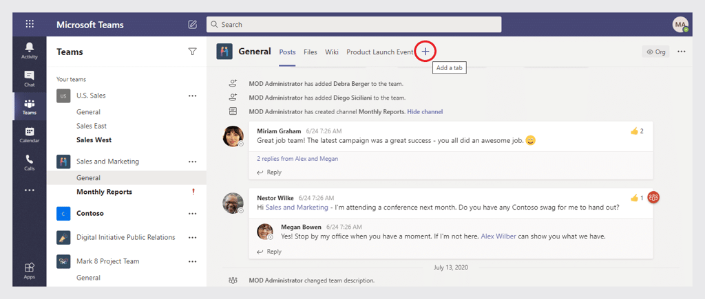 add the created Kanban board and click “Add a tab”.