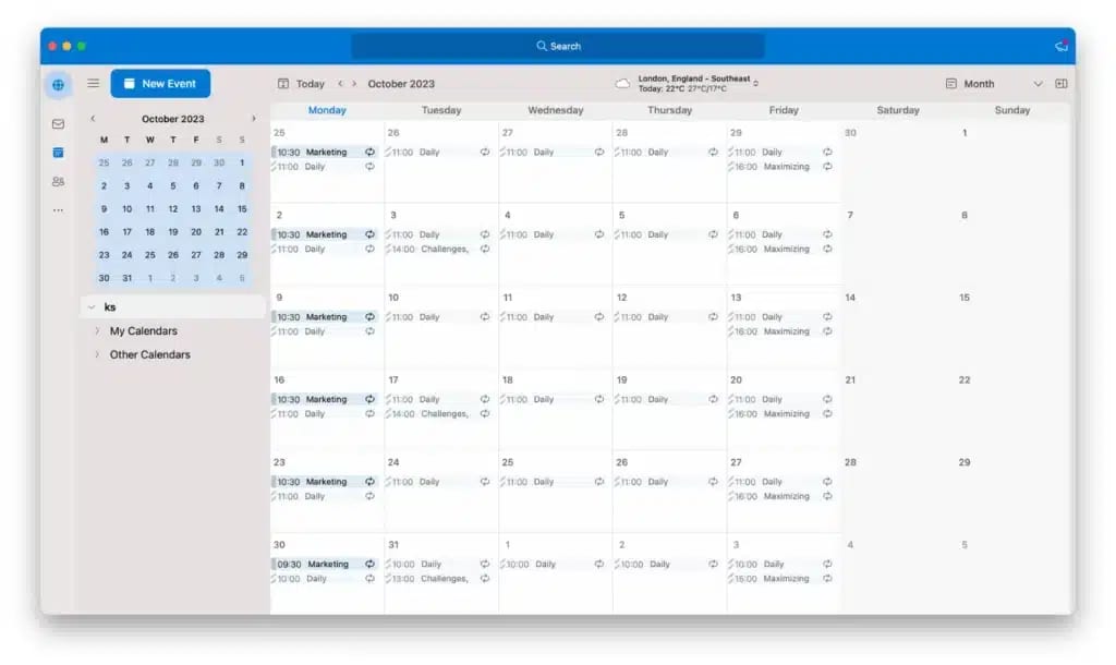 Microsoft Outlook Calendar