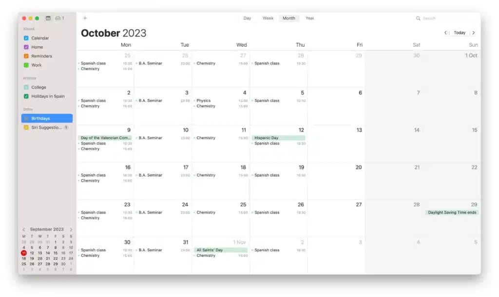 Apple calendar