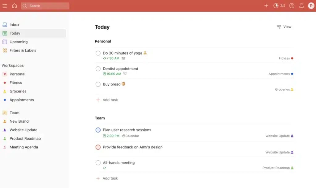 Todoist calendar