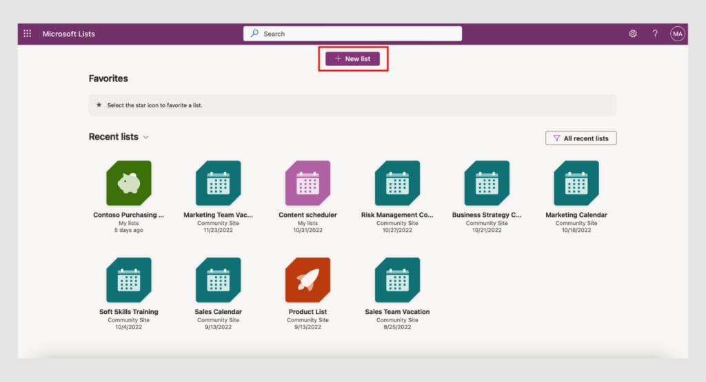 Microsoft Lists app