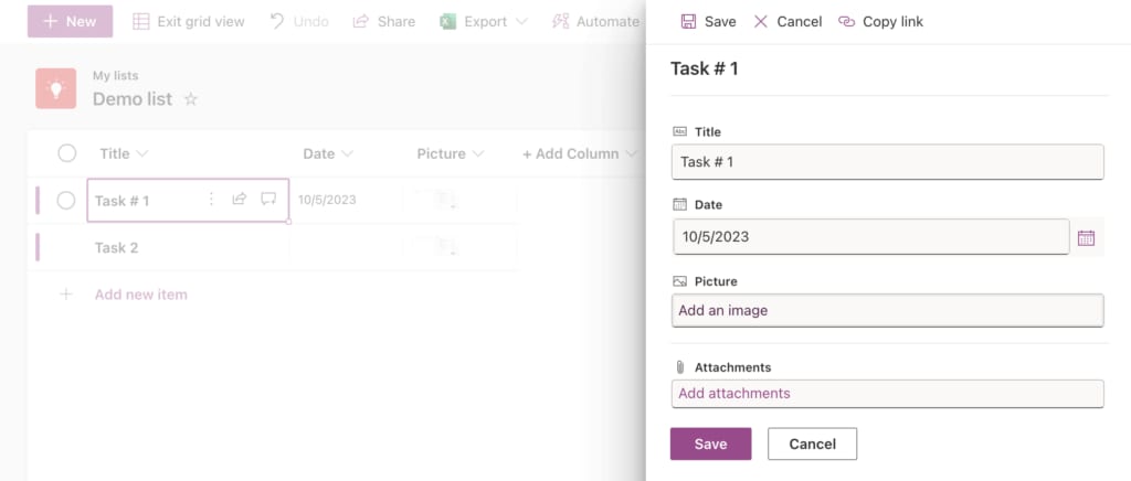 adding image to Microsoft lists