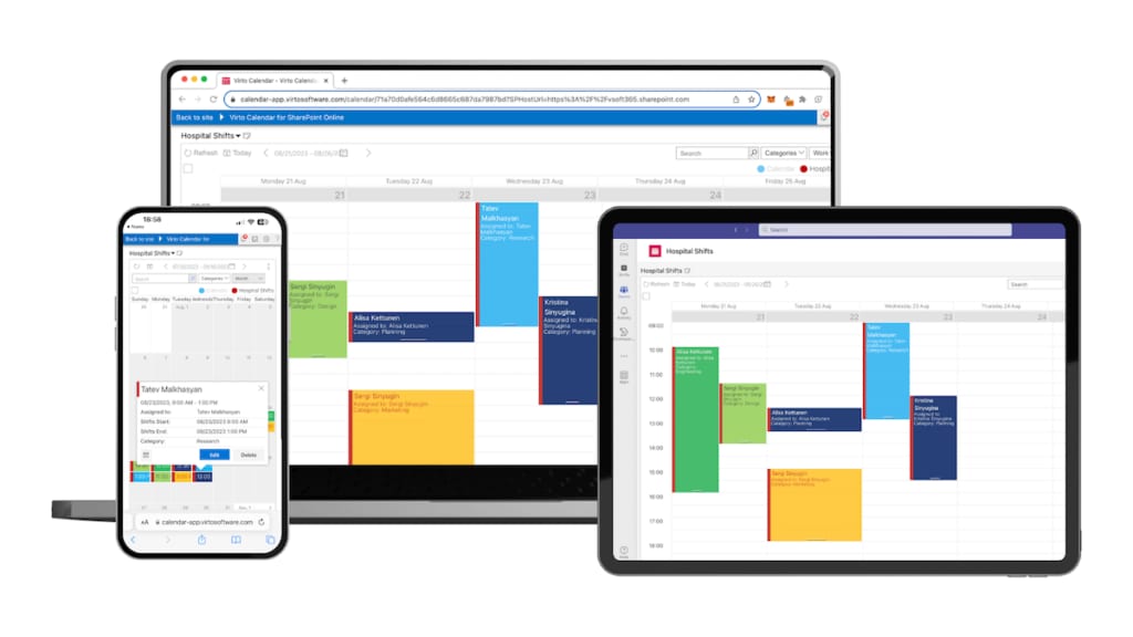Virto Calendar App - use across devices
