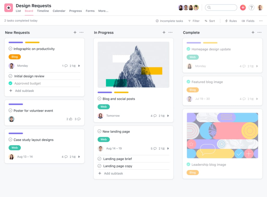 Asana online kanban board