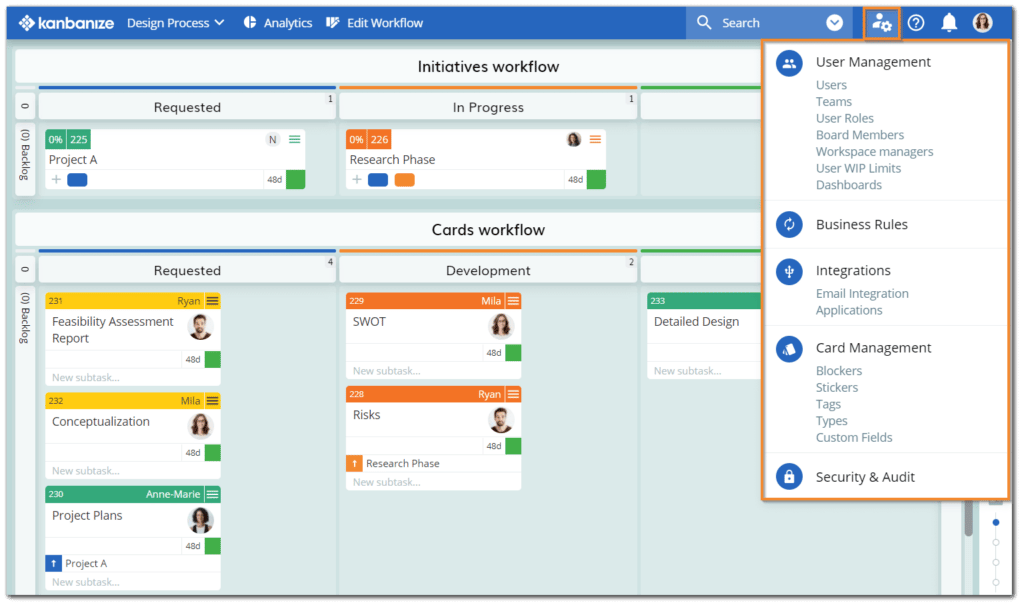 Kanbanize online kanban board