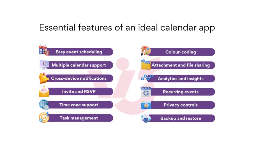 Essential features of an ideal calendar app