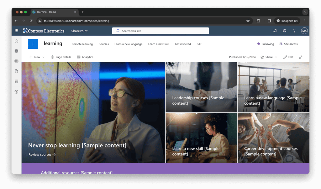 Sharepoint communication site