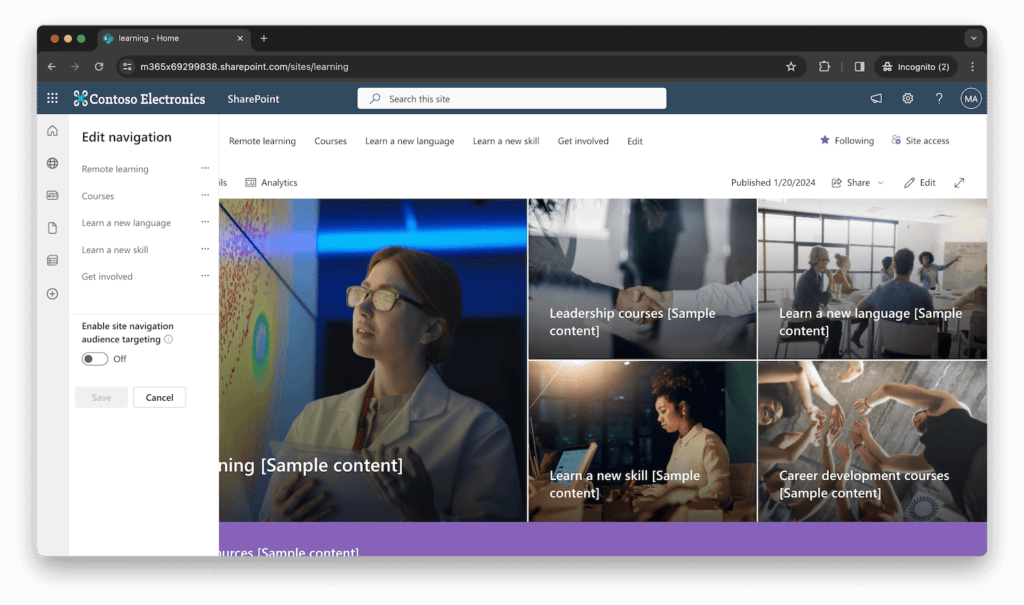 sharepoint site navigation