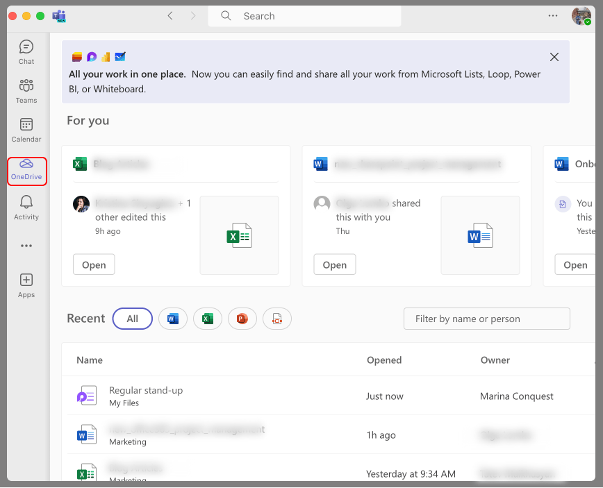 Integrating OneDrive within Teams and collaborating on documents.