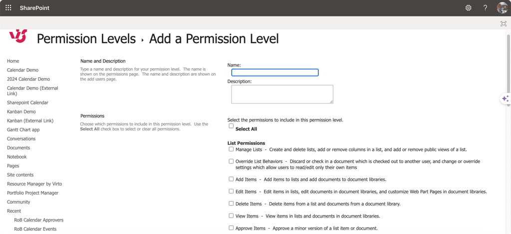 Creating user groups and adding permissions in the “Permission Levels”.