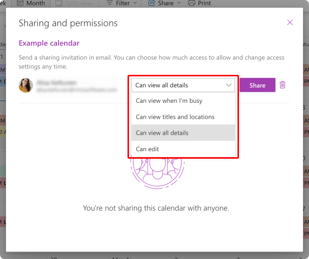 Add a recipient’s address and select sharing permissions.