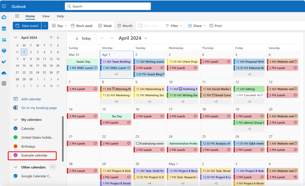 You can now view your new calendar.