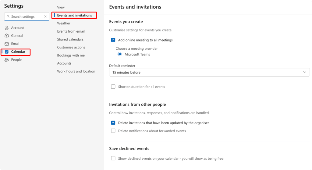 Pic. 20. Configuring reminder settings in OWA.