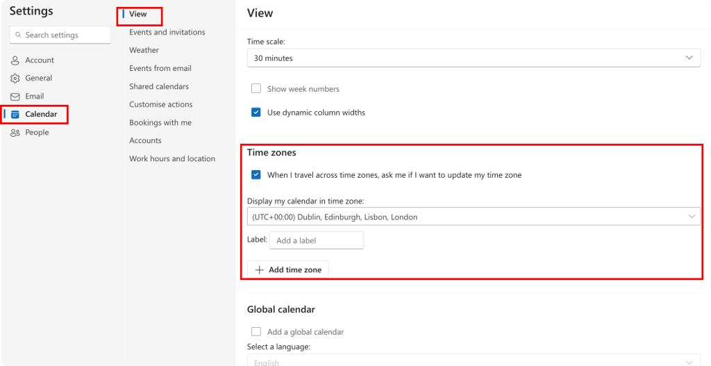 Pic. 23. Checking time zone settings in OWA.